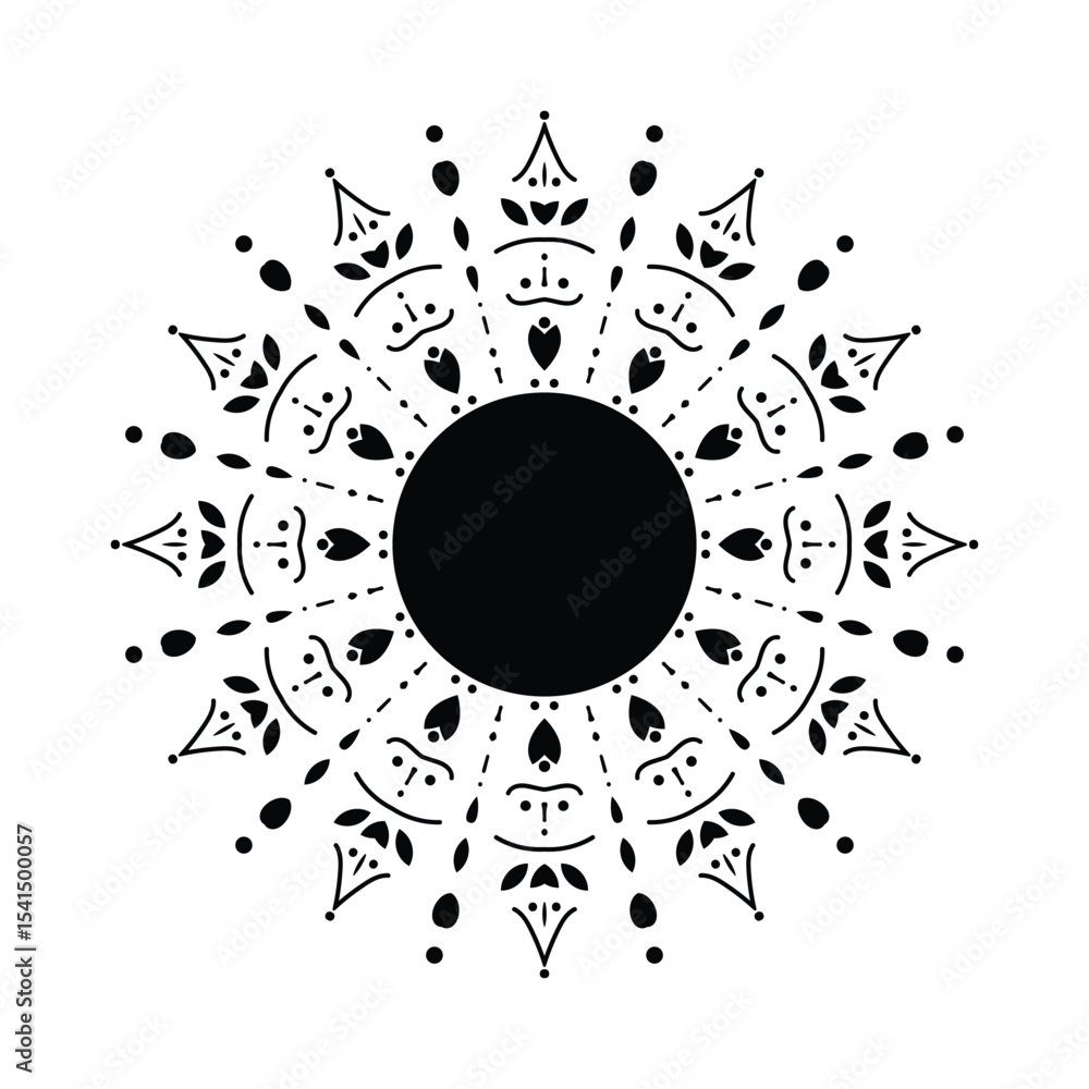 Fototapeta premium Mandala Sunburst Design Ornamental Boho Circle Pattern.