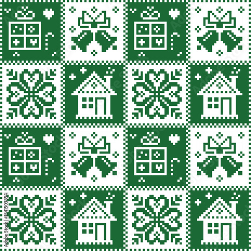 set of green icons  Christmas pattern illustration, vector, Christmas wallpaper, cross stitch pattern, high resolution, textile decoration, clothing, embroidery, Christmas festival
