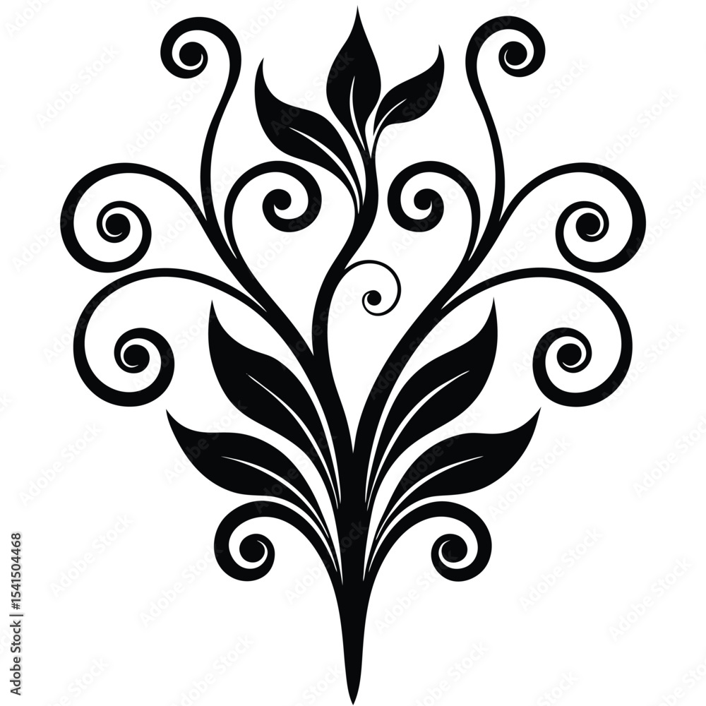 Obraz premium Elegant black and white floral ornament vector design for various decorative applications