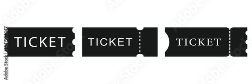 Ticket icon set, Movie show ticket vector icon, Cinema or Movie ticket in flat style