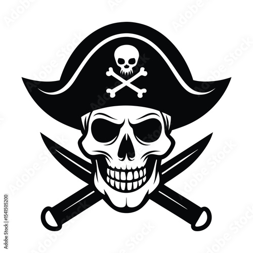 pirate skull and crossbones Vector icon isolated on white background