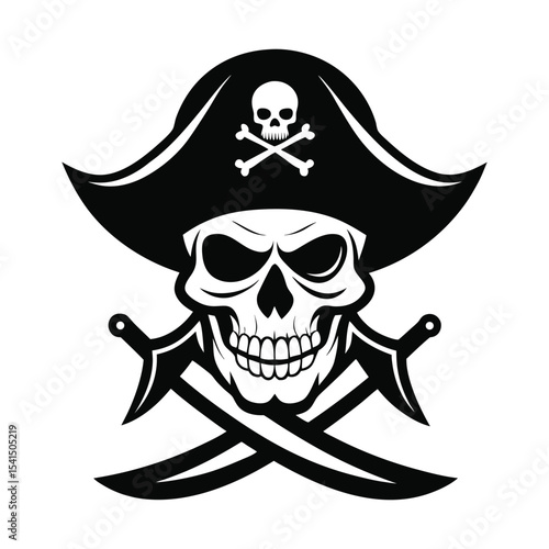 pirate skull and crossbones Vector icon isolated on white background