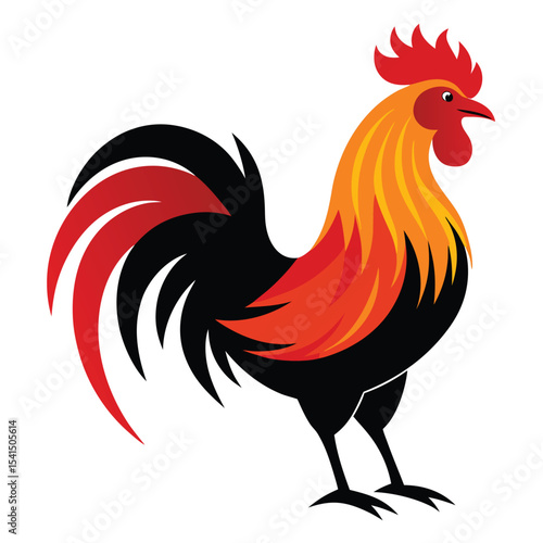 rooster illustration Vector icon isolated on white background