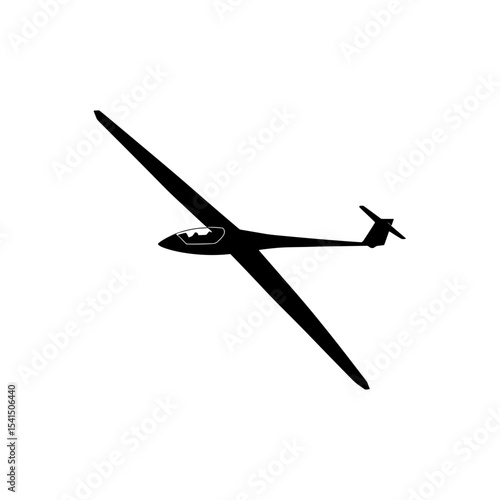 Silhouette of glider aircraft flying through the sky  