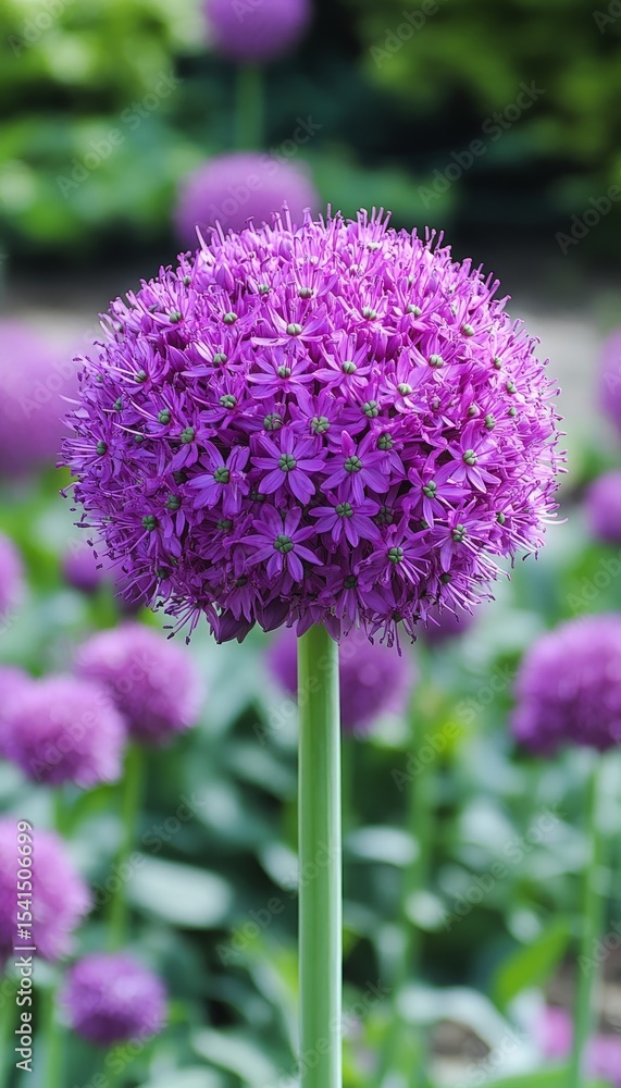 Fototapeta premium Allium Giganteum s Spherical Splendor A Stunning Display of Nature s Regal Purple Blooms in Detail