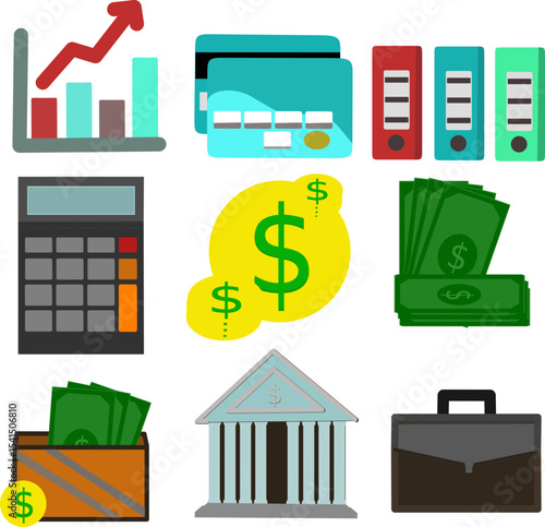 Finance icons like money, bank, and calculator. Perfect for financial websites, blogs, presentations, and educational materials on finance and banking.