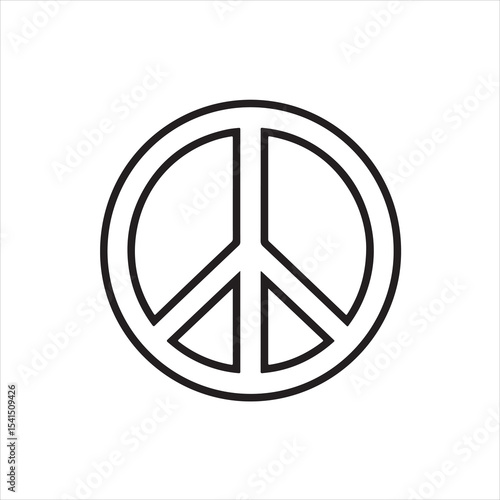 Black and White Peace Symbol Outline Icon