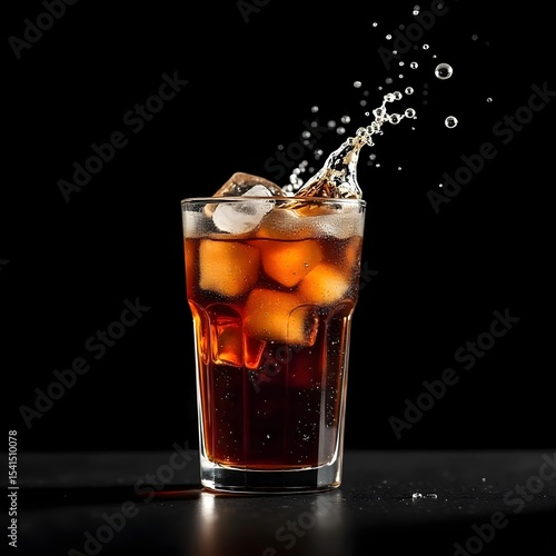 Wallpaper Mural Refreshing cola drink with ice cubes splashing against black background Torontodigital.ca