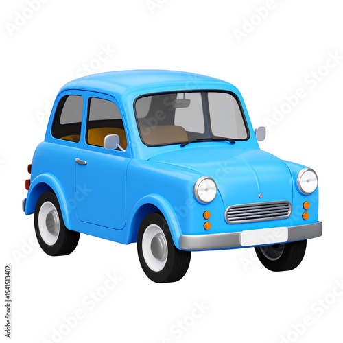 Small 3D cute Retro classic car Isolated on transparent background