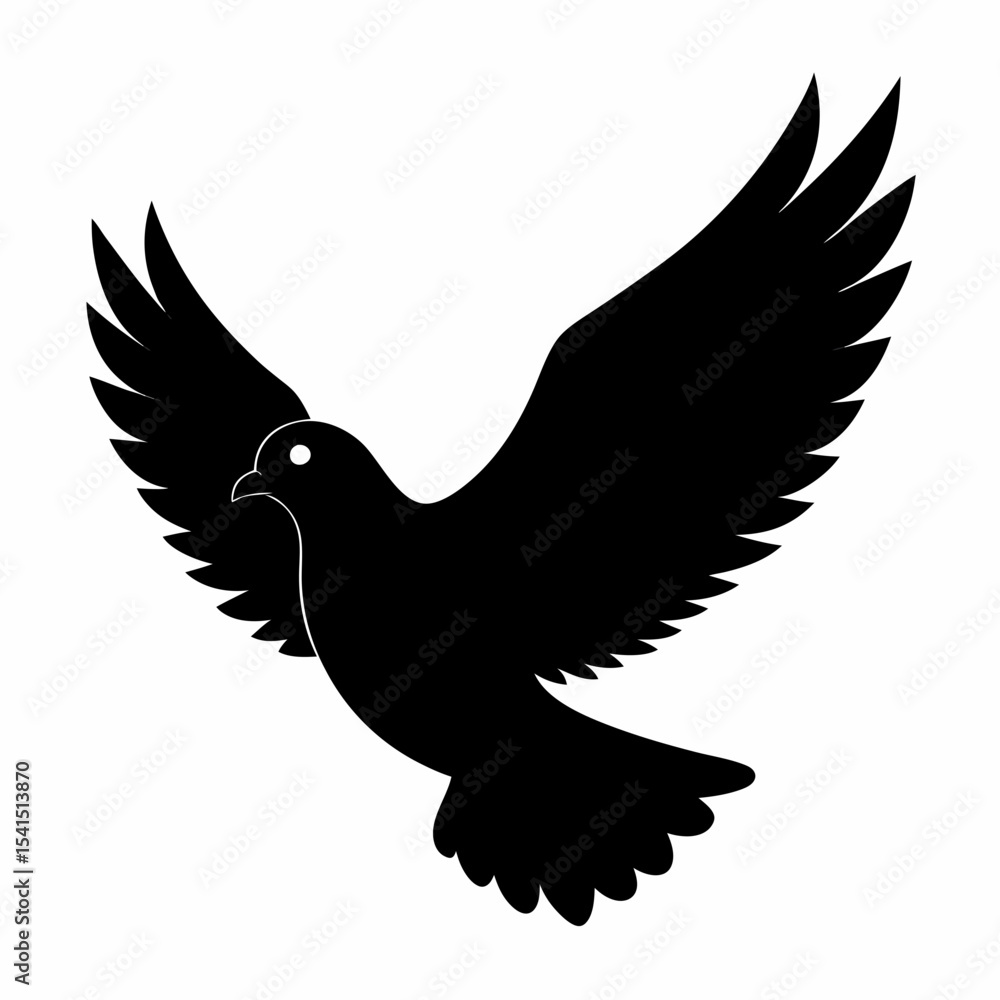 Obraz premium Black Flying Dove Bird Silhouette
