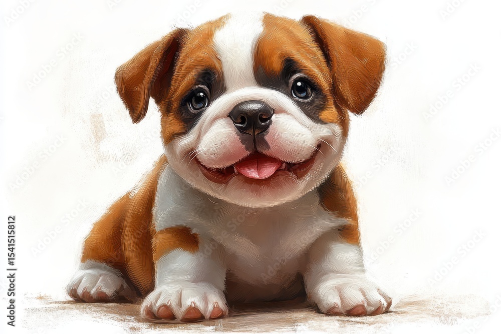 Obraz premium Cute puppy with expressive eyes playing indoors and smiling joyfully