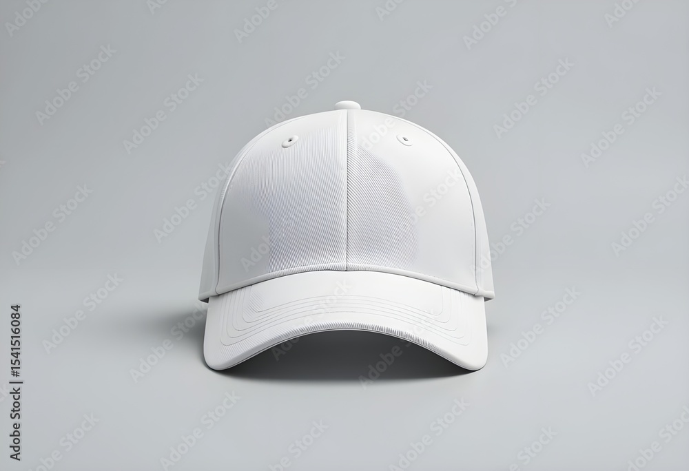 Minimalist White Baseball Cap Front View on Light Gray Background Minimalist White Baseball Cap Front View on Light Gray Background