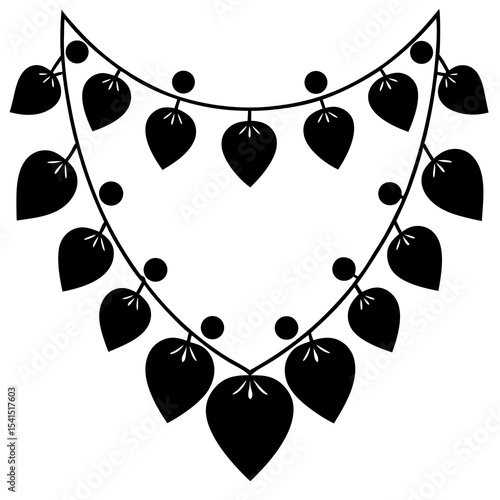 Heart Garland Vector – Generative AI Linocut Silhouette Design for Valentine & Wedding
