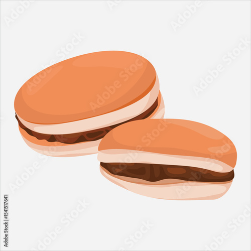 Traditional Japanese Dorayaki Pancakes with Red Bean Filling on a Plate


