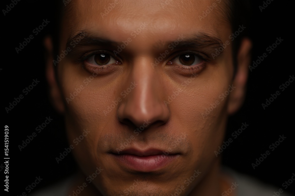 Close-up portrait of a serious young man with dark hair and intense gaze, showcasing strong facial features and smooth skin, emphasizing emotional depth and character Close-up portrait of a serious young man with dark hair and intense gaze, showcasing strong facial features and smooth skin, emphasizing emotional depth and character