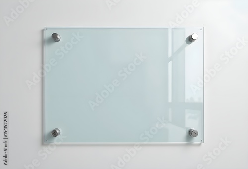 Minimalist Modern Glass Board with Silver Metal Standoffs Mounted on White Wall