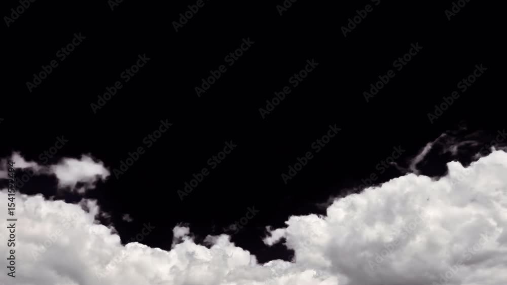 Soft fluffy clouds drifting in a transparent sky background. Time-lapse footage with embedded alpha channel for easy compositing.