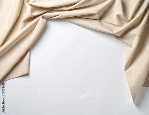 Beige Textured Silk cloth with Folds and Creases with Copy space in the middle