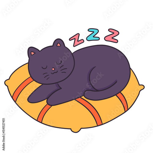 Happy cat sleeping illustration 