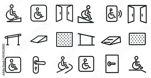 Accessibility linear icons set – flat, outline, disability and inclusive design symbols