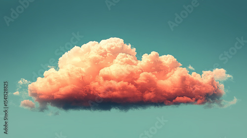 Puffy pink cloud against a clear turquoise sky, Generative AI