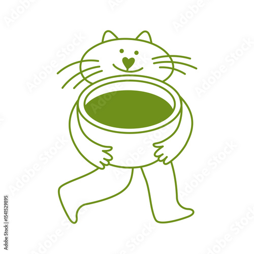 Matcha green tea, vector logo design template and graphic elements for advertising, branding, posters,  banners and prints, illustrations, brunch cafe , bakery and coffee shops concept