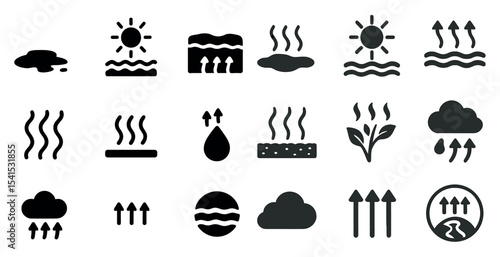 Weather and climate silhouette icons set - solid, filled, atmospheric symbols