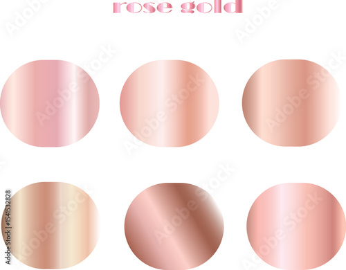Rose Gold Color Palette Swatches with Metallic Gradient Circles on White Background