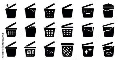Kitchen utensils solid icons set – filled, silhouette, cooking and meal prep tools