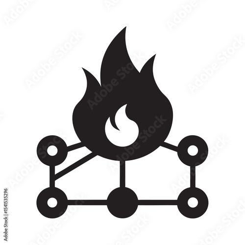 Artificial Intelligence Forest Fire Predictor Silhouette Vector Graphic