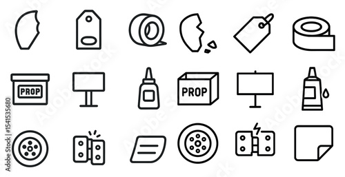 Retail and packaging icons set – outline, flat, shopping and branding symbols