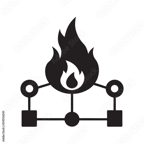 Artificial Intelligence Forest Fire Predictor Silhouette Vector Art