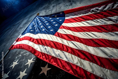 Patriotic american flag waving in the wind for independence day celebration usa