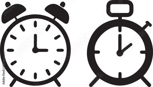 alarm, clock, silhouette, time, wake, icon, black, round, solid, bell, twin, classic, dial, pointer, tick, ring, morning, shape,