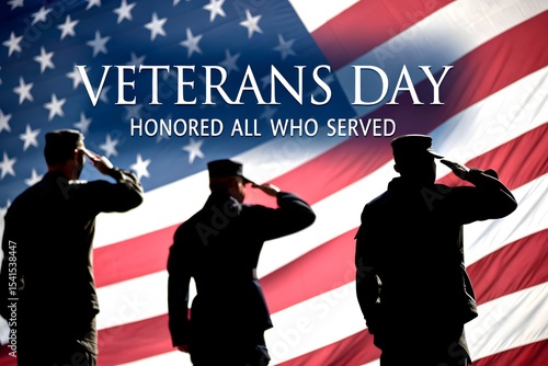 Veterans day honoring military service with american flag patriotic salute