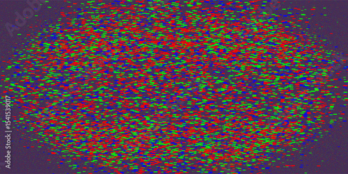Abstract background with colorful glitch effect from pixels on dark screen. Digital Pixel color RGB noise error video frames. VHS and TV effect concept.