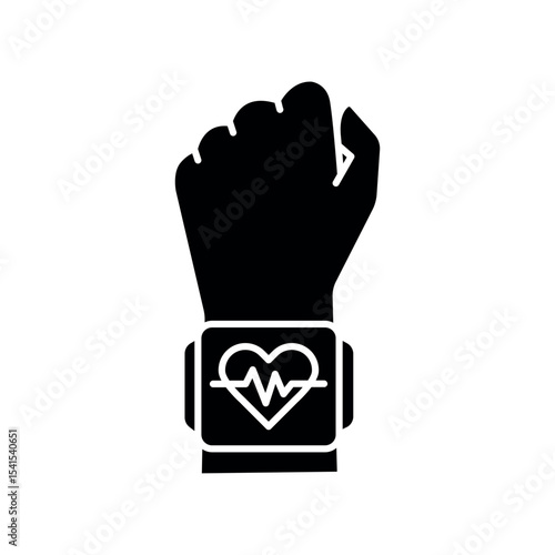 smart watch black flat icon for digital and print projects.