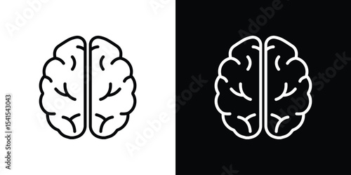 Brain icon design. simple stroke line vector icon set