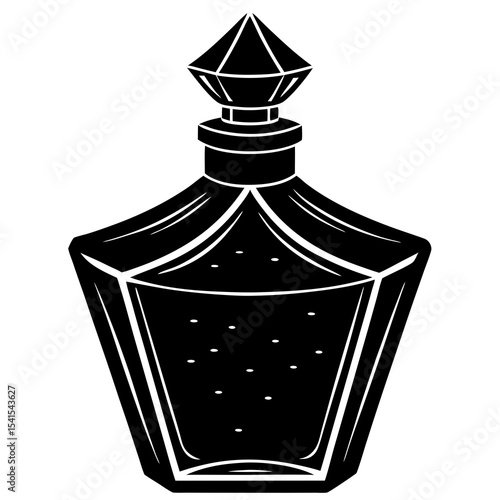 Perfume Bottle Vector | Generative AI and Linocut Silhouette Fragrance Design