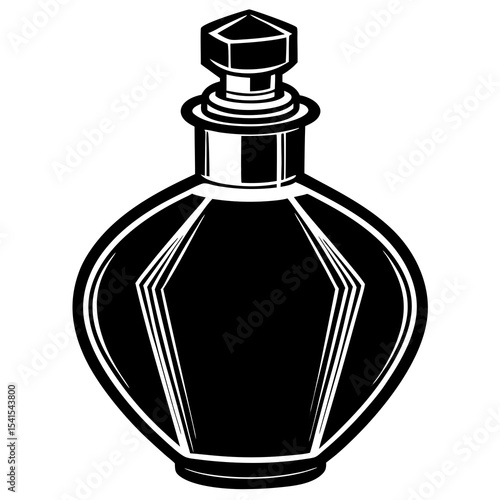 Perfume Bottle Vector | Generative AI and Linocut Silhouette Fragrance Design