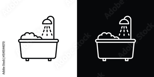 Bath icon design. simple stroke line vector icon set