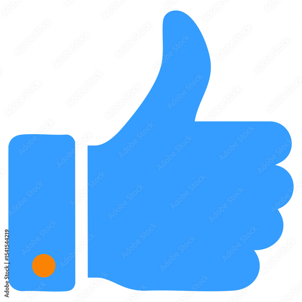 Thumbs up logo sticker in blue color on a plain background Thumbs up logo sticker in blue color on a plain background