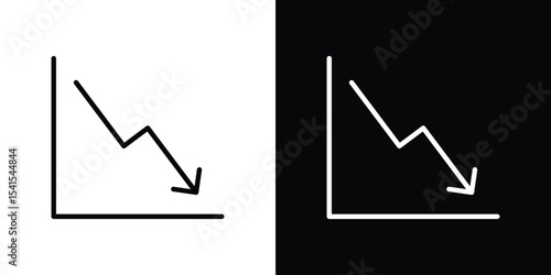 Arrow trend-down icon design. simple stroke line vector icon set