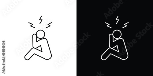 Anxiety or stress icon design. simple stroke line vector icon set