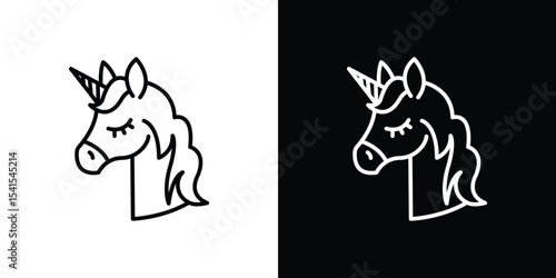 Alicorn icon design. simple stroke line vector icon set