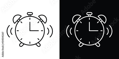 Alarm clock icon design. simple stroke line vector icon set