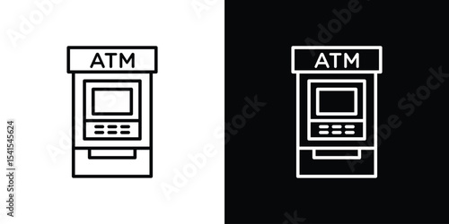 Atm icon design. simple stroke line vector icon set