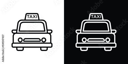 Taxi icon design. simple stroke line vector icon set