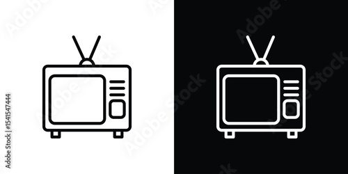 Television icon design. simple stroke line vector icon set