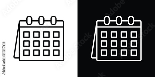 Table calendar icon design. simple stroke line vector icon set
